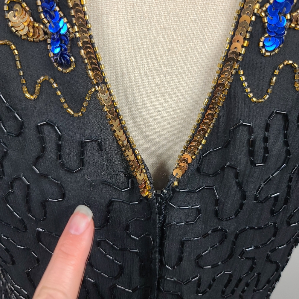 Vintage Stenay Black Midi Cocktail Dress - Picture 12 of 13